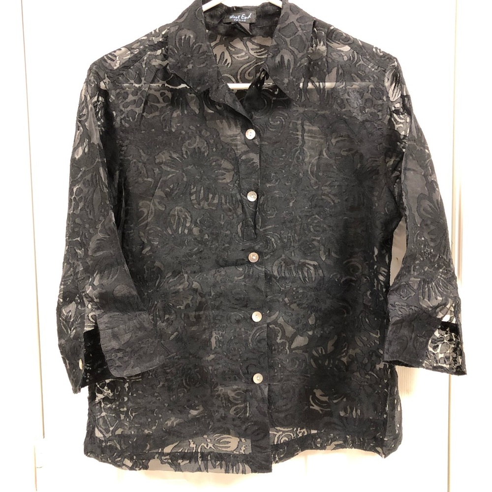 Black Lace Button Up